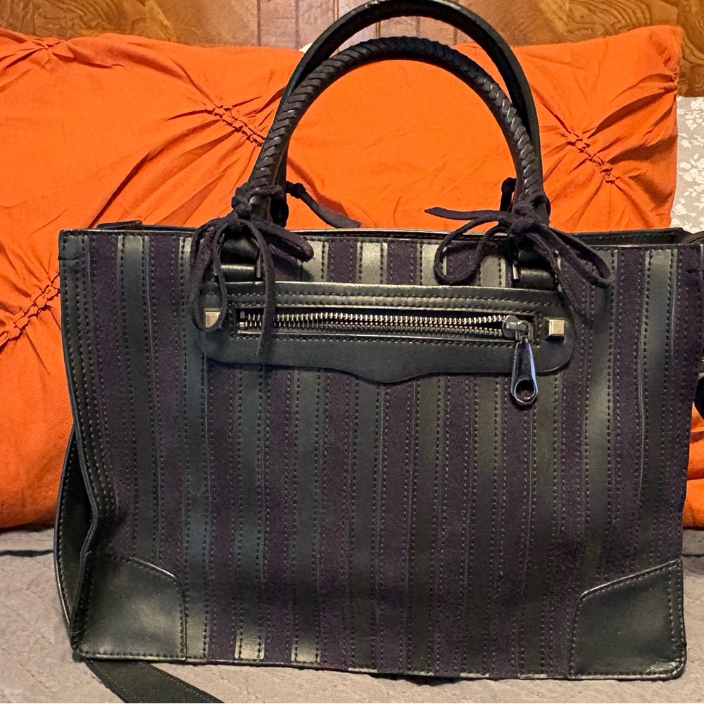 Black Satchel with Purple Pinstripe Accent